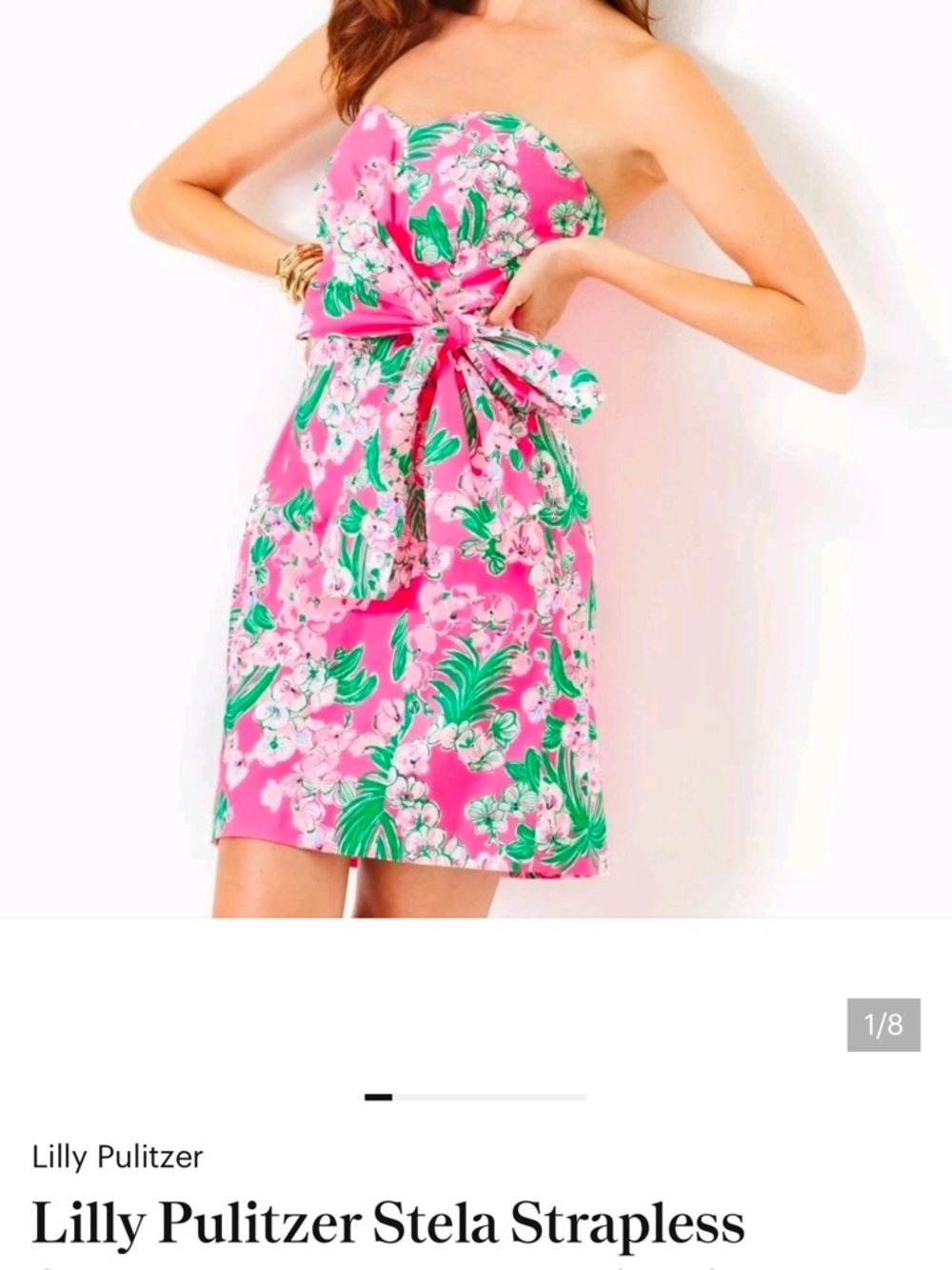 Lilly Pulitzer Strapless Floral Dress in Pink and Green